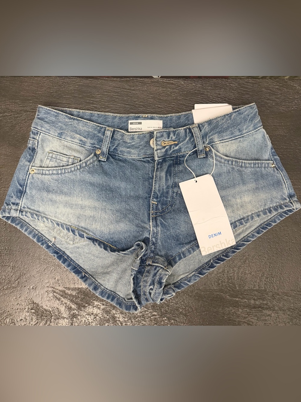 Bershka Light Wash Denim MINI Shorts US Size 2 NWT